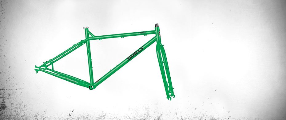 Surly Pugsley bike frame - green - right profile view