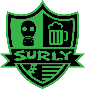 Graphic of a green and black Surly crest