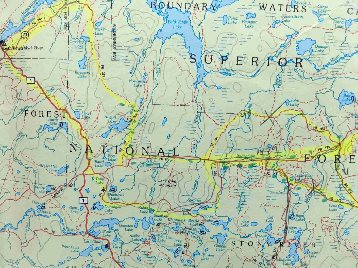 A map of the Superior National Forest