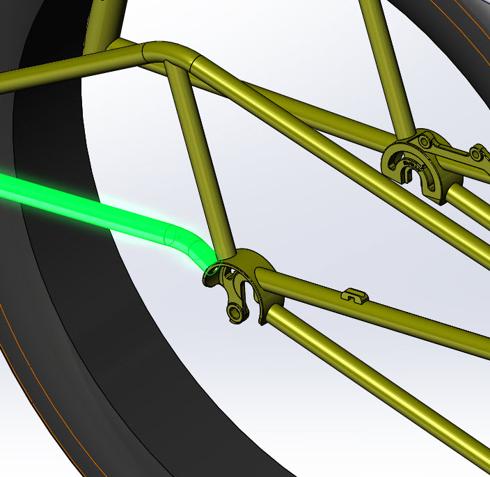 CAD illustration of a Surly Bike Fat Dummy bike frame - chainstay detail 