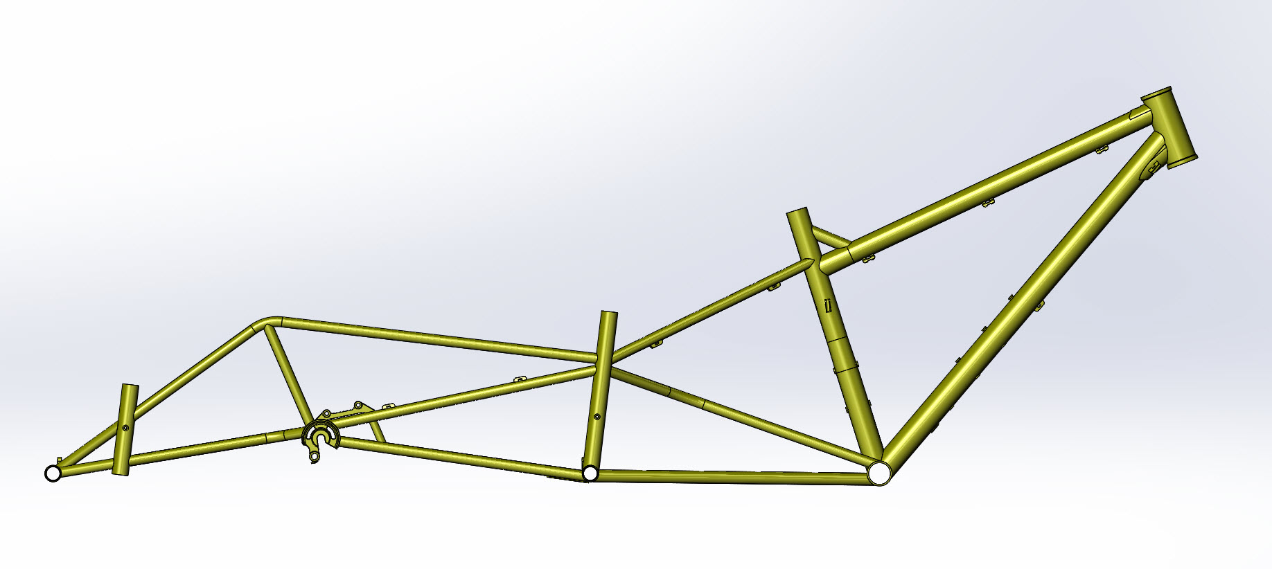 CAD illustration of a Surly Bike Fat Dummy bike frame - right side view 