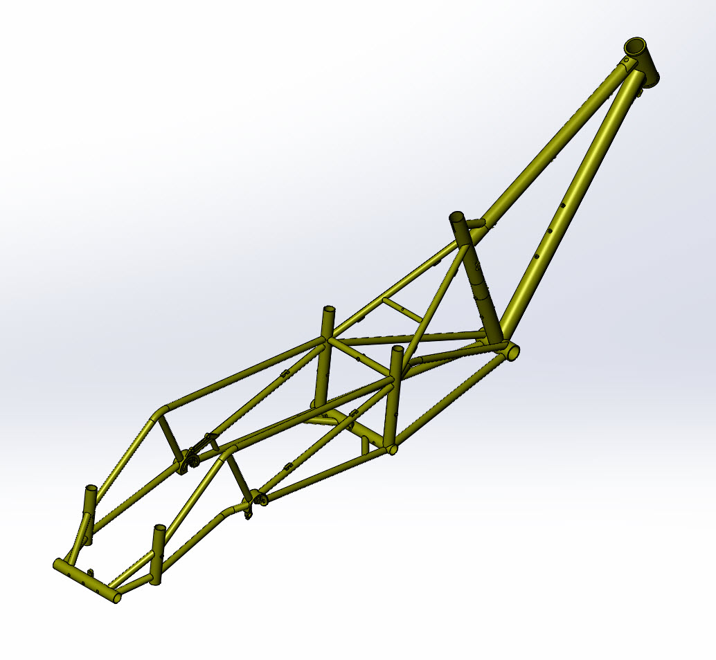 CAD illustration of a Surly Bike Fat Dummy bike frame - rear right side angled view