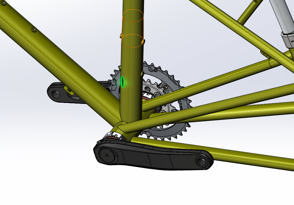 CAD illustration of a Surly Bike Fat Dummy bike frame - seat tube detail