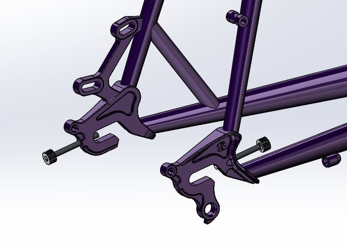 CAD illustration of a Surly Straggler bike frame - dropouts detail - right side view