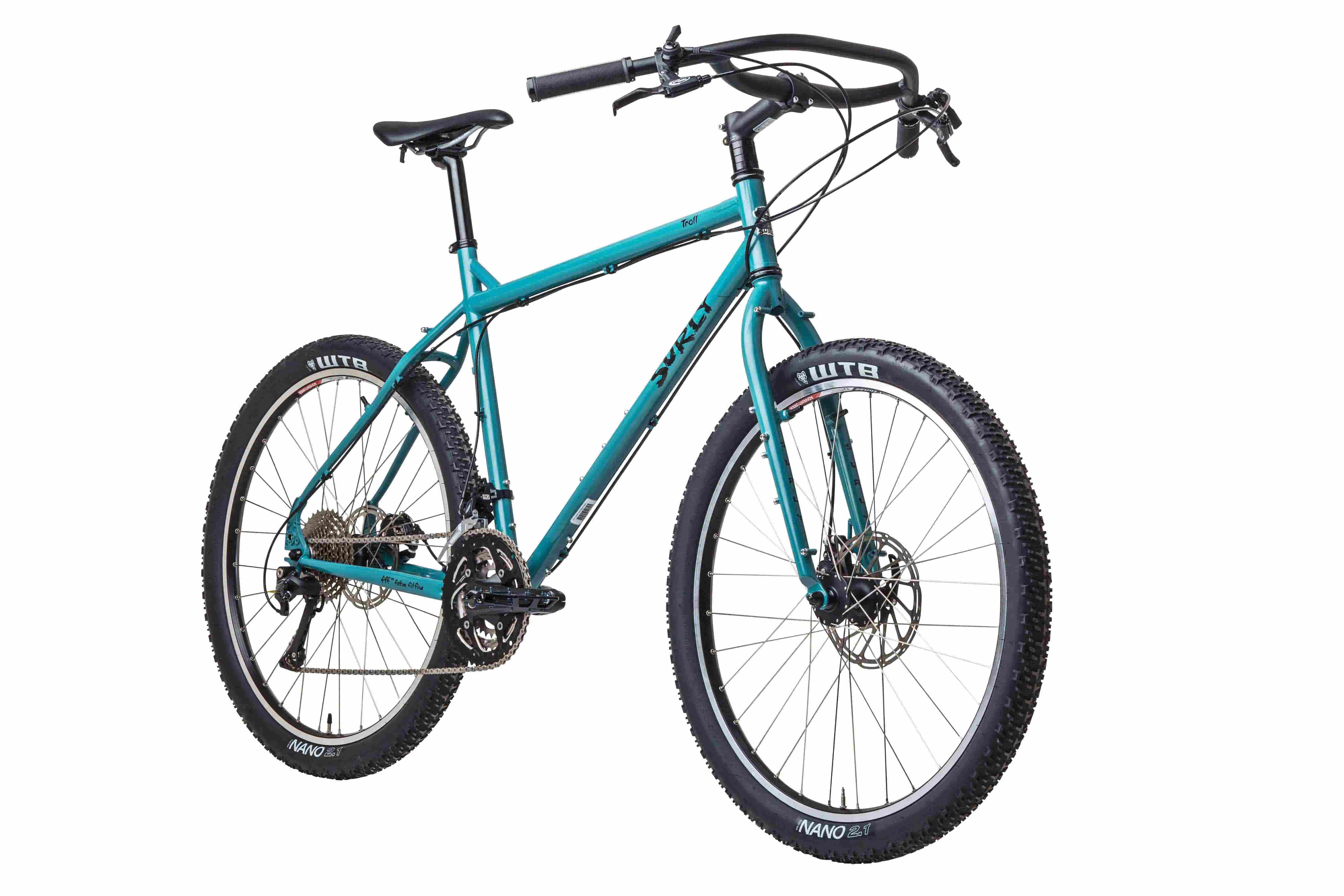 Surly Troll bike - Teal - right side angled view