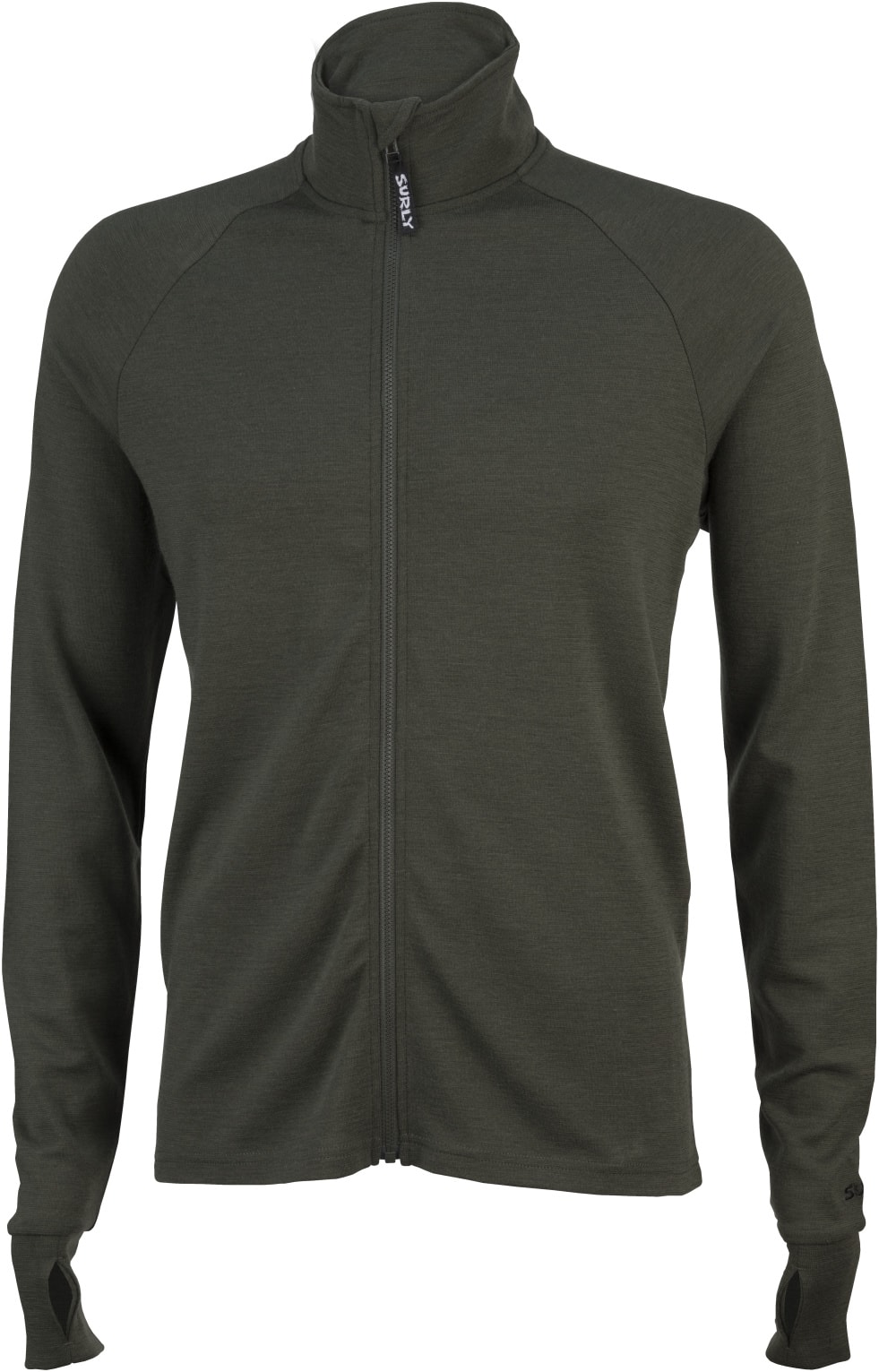 Surly full zip long sleeve bike jersey - olive drab - front view