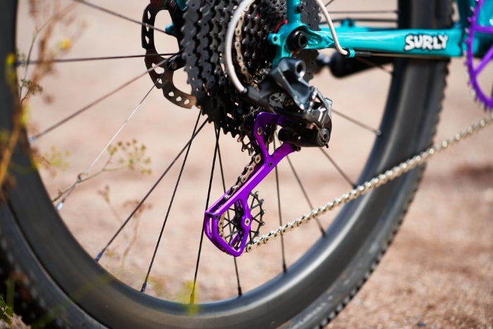 purple rear Derailleur wheel