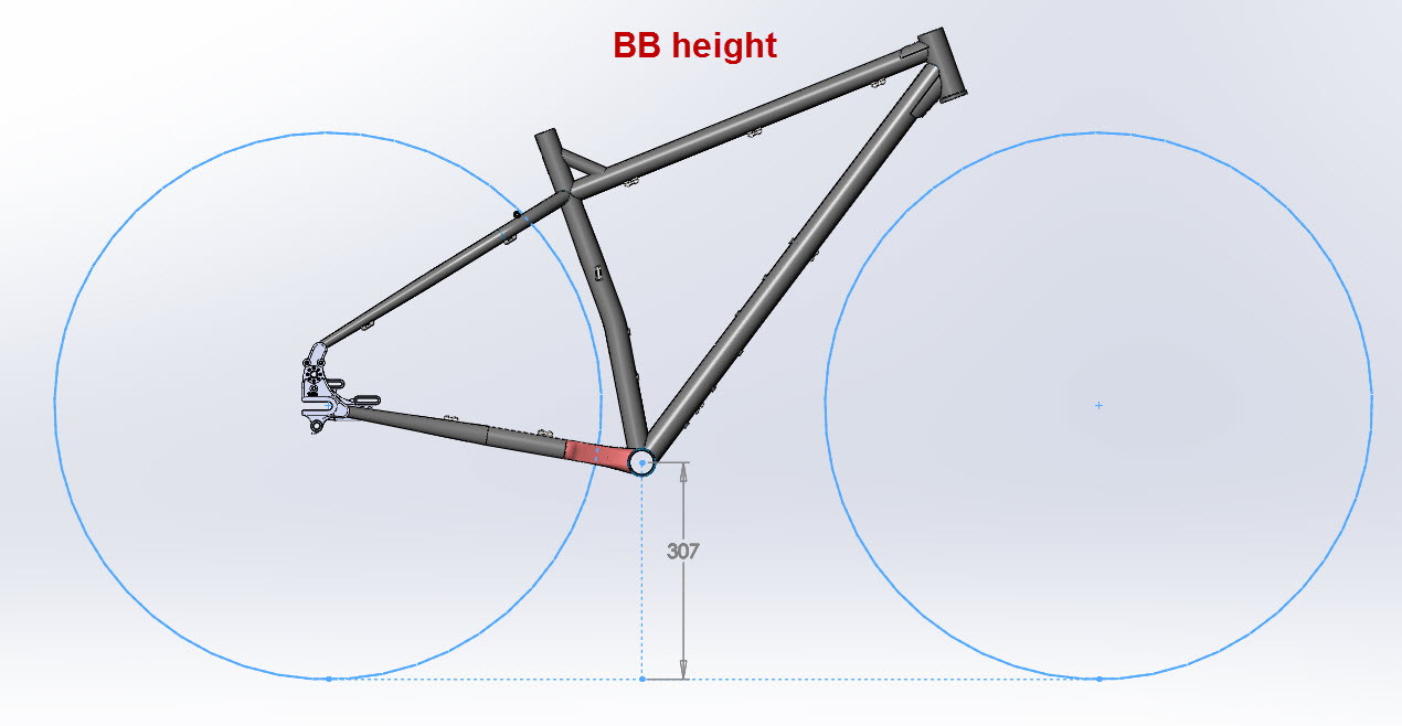 CAD illustration of a Surly ECR frame BB height