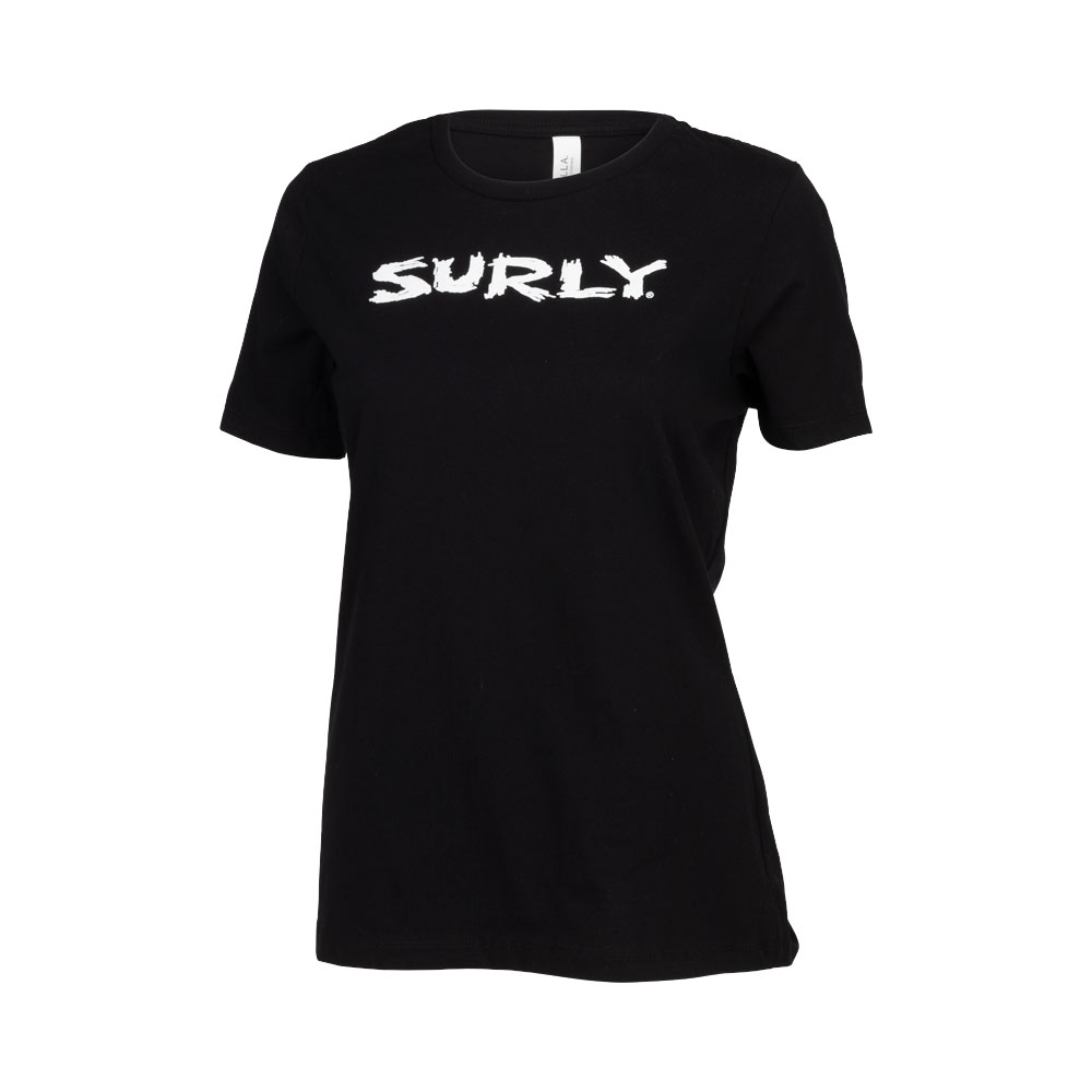 Surly ロゴ付き Tシャツ、ウィメンズ、ブラック/ホワイト