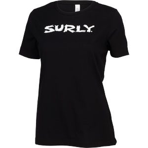 Surly ロゴ付き Tシャツ、ウィメンズ、ブラック/ホワイト