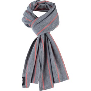 Surly メリノ ウールスカーフ: グレー/オレンジ縞、ワンサイズ