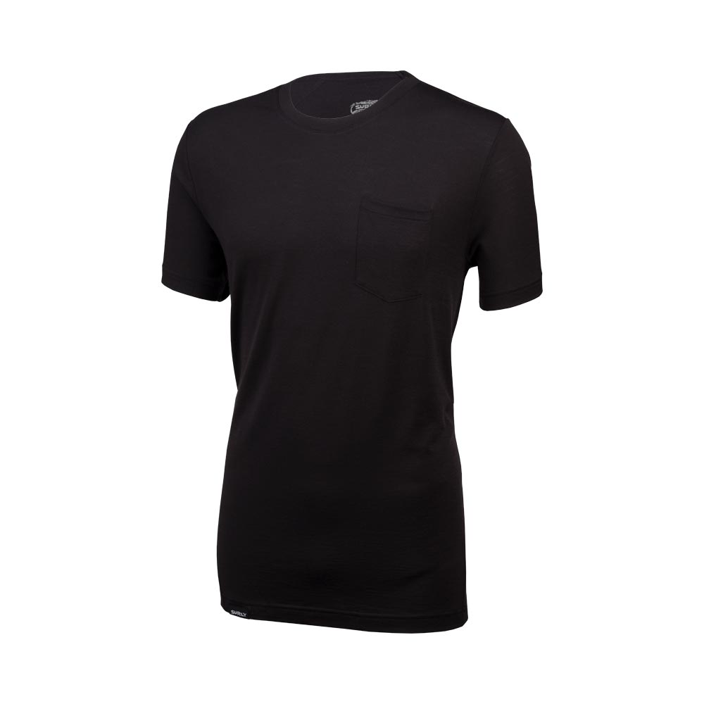 Surly メリノ製ポケット Tシャツ: ブラック